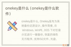 onekey是什么软件 onekey是什么