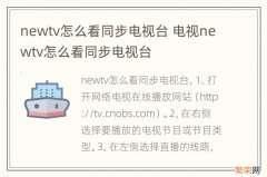 newtv怎么看同步电视台 电视newtv怎么看同步电视台