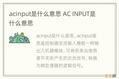 acinput是什么意思 AC INPUT是什么意思