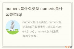 numeric是什么类型 numeric是什么类型sql