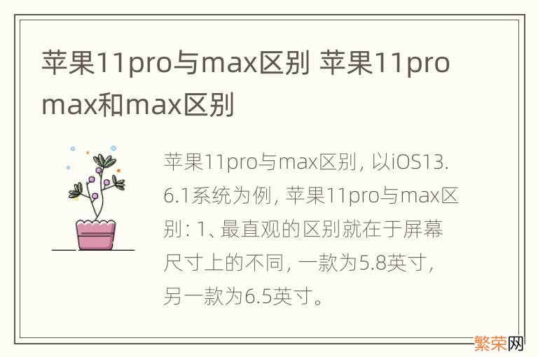 苹果11pro与max区别 苹果11promax和max区别