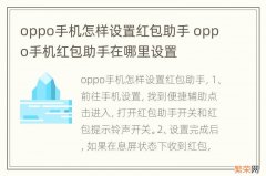 oppo手机怎样设置红包助手 oppo手机红包助手在哪里设置