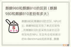 麒麟980和麒麟810差别有多大 麒麟980和麒麟810的区别