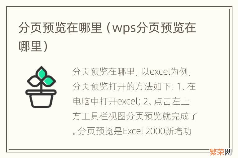 wps分页预览在哪里 分页预览在哪里