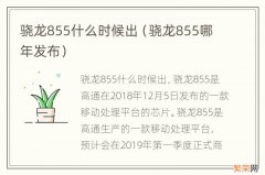 骁龙855哪年发布 骁龙855什么时候出