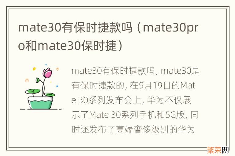 mate30pro和mate30保时捷 mate30有保时捷款吗