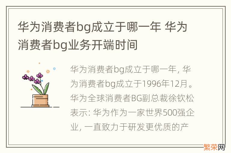 华为消费者bg成立于哪一年 华为消费者bg业务开端时间