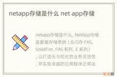 netapp存储是什么 net app存储