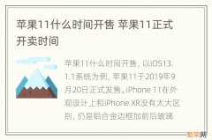 苹果11什么时间开售 苹果11正式开卖时间