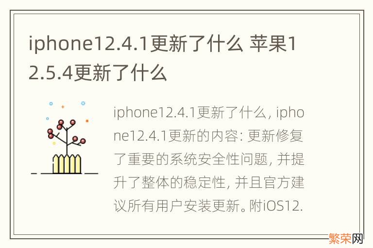 iphone12.4.1更新了什么 苹果12.5.4更新了什么