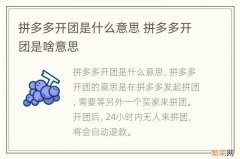 拼多多开团是什么意思 拼多多开团是啥意思