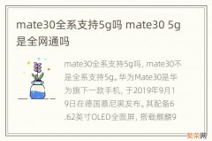 mate30全系支持5g吗 mate30 5g是全网通吗