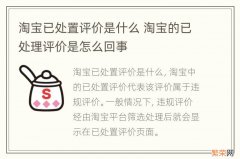 淘宝已处置评价是什么 淘宝的已处理评价是怎么回事