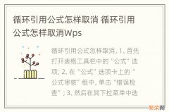 循环引用公式怎样取消 循环引用公式怎样取消Wps