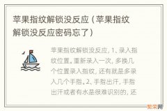 苹果指纹解锁没反应密码忘了 苹果指纹解锁没反应