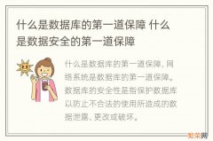 什么是数据库的第一道保障 什么是数据安全的第一道保障