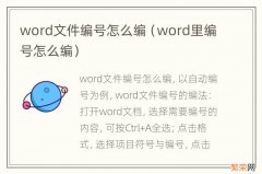 word里编号怎么编 word文件编号怎么编