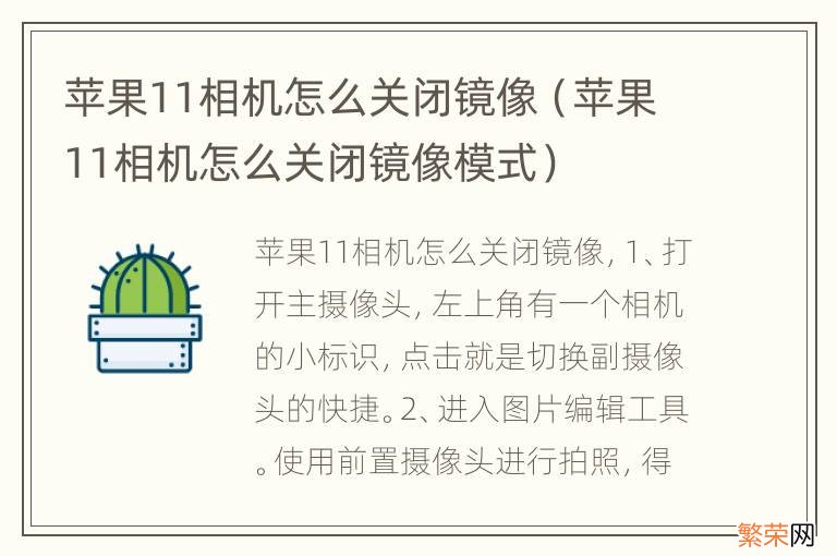 苹果11相机怎么关闭镜像模式 苹果11相机怎么关闭镜像