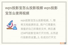 wps投影宝怎么投影视频 wps投影宝怎么使用视频