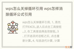 wps怎么关掉循环引用 wps怎样消除循环公式引用