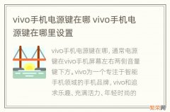 vivo手机电源键在哪 vivo手机电源键在哪里设置