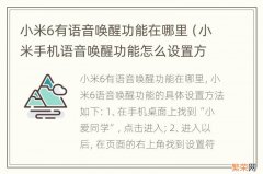 小米手机语音唤醒功能怎么设置方法 小米6有语音唤醒功能在哪里