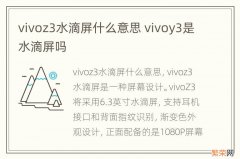 vivoz3水滴屏什么意思 vivoy3是水滴屏吗