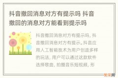 抖音撤回消息对方有提示吗 抖音撤回的消息对方能看到提示吗