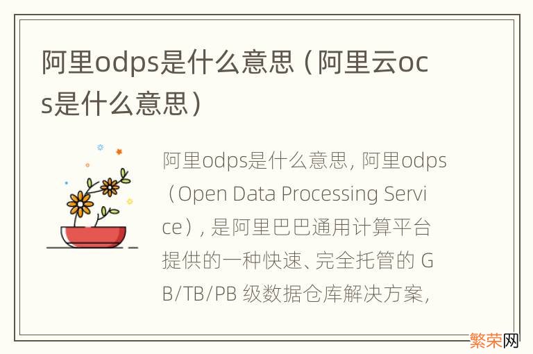 阿里云ocs是什么意思 阿里odps是什么意思