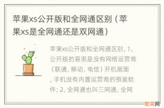 苹果xs是全网通还是双网通 苹果xs公开版和全网通区别