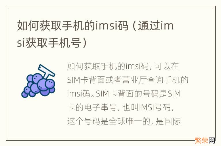 通过imsi获取手机号 如何获取手机的imsi码