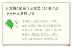 计算机csp是什么意思 csp电子当中是什么意思中文