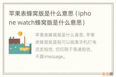 iphone watch蜂窝版是什么意思 苹果表蜂窝版是什么意思