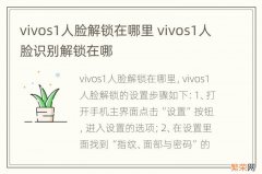 vivos1人脸解锁在哪里 vivos1人脸识别解锁在哪