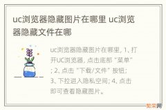 uc浏览器隐藏图片在哪里 uc浏览器隐藏文件在哪