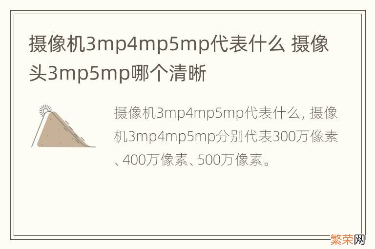 摄像机3mp4mp5mp代表什么 摄像头3mp5mp哪个清晰