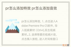 pr怎么添加特效 pr怎么添加音效