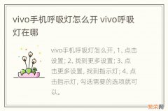 vivo手机呼吸灯怎么开 vivo呼吸灯在哪