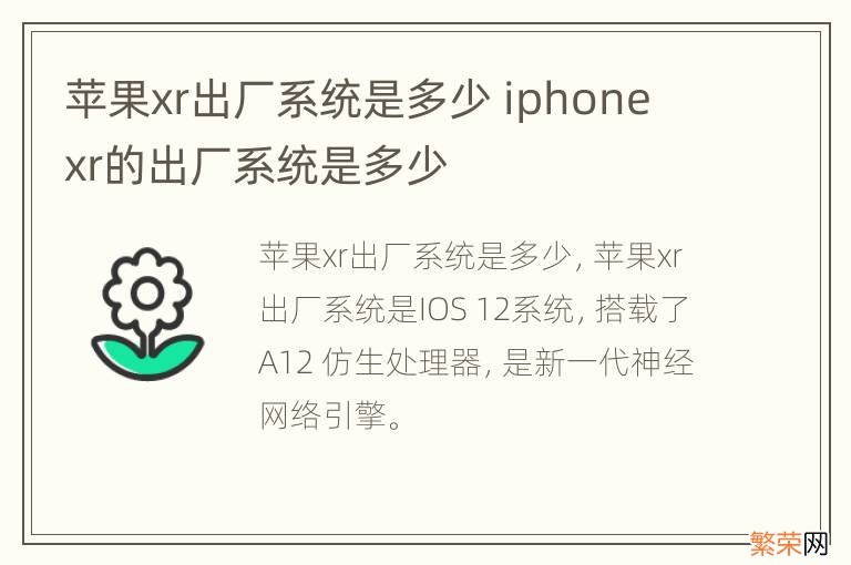 苹果xr出厂系统是多少 iphone xr的出厂系统是多少