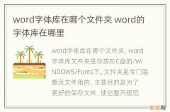 word字体库在哪个文件夹 word的字体库在哪里