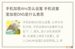 手机加密dns怎么设置 手机设置里加密DNS是什么意思