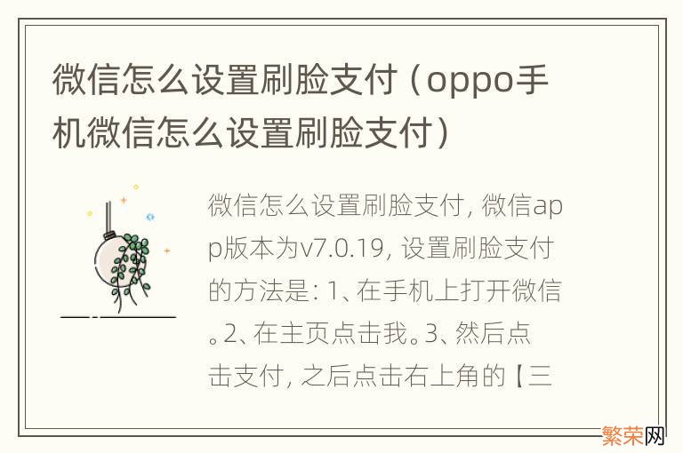 oppo手机微信怎么设置刷脸支付 微信怎么设置刷脸支付