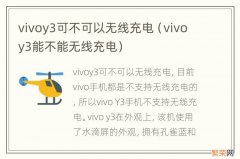 vivoy3能不能无线充电 vivoy3可不可以无线充电