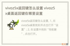 vivoz5x返回键怎么设置 vivoz5x桌面返回键在哪里设置