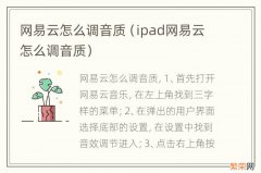 ipad网易云怎么调音质 网易云怎么调音质