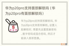 华为p20pro有面部解锁吗 华为p20pro支持面部解锁吗