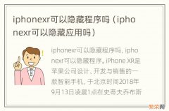 iphonexr可以隐藏应用吗 iphonexr可以隐藏程序吗
