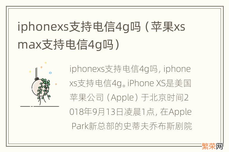 苹果xsmax支持电信4g吗 iphonexs支持电信4g吗