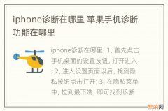 iphone诊断在哪里 苹果手机诊断功能在哪里