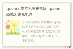 iqooneo支持无线充电吗 iqooneo5能无线充电吗